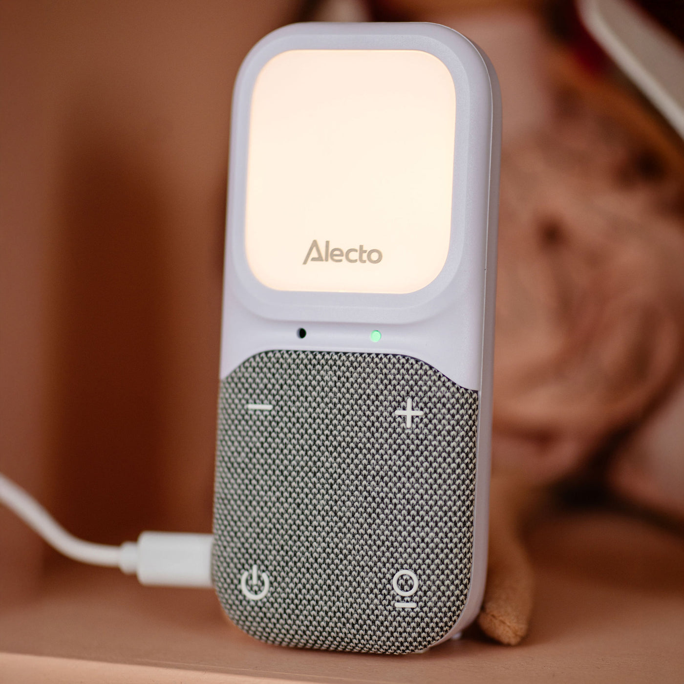 Alecto DBX135 - Modernes Full Eco Audio-Babyphone mit kristallklarer DECT-Klangqualität, langer Standby-Zeit und Nachtlicht - Weiß/Grau