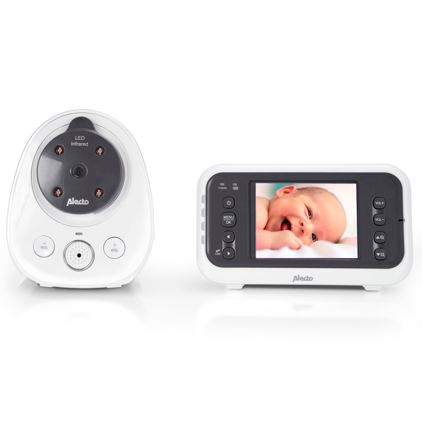 Alecto DVM-77 - Babyphone mit Kamera und 2.8"-Farbdisplay, Weiß/Anthrazit