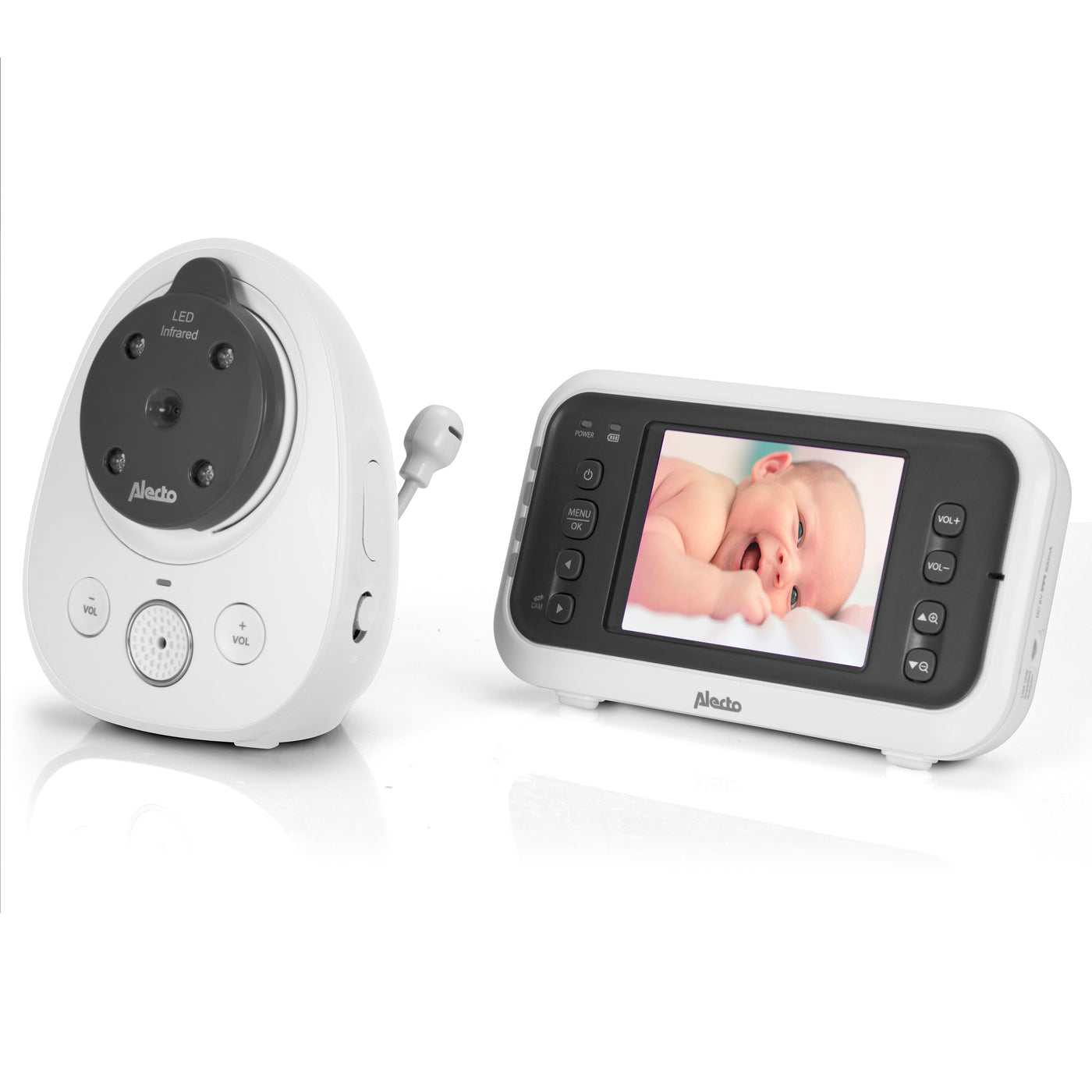 Alecto DVM-77 - Babyphone mit Kamera und 2.8"-Farbdisplay, Weiß/Anthrazit