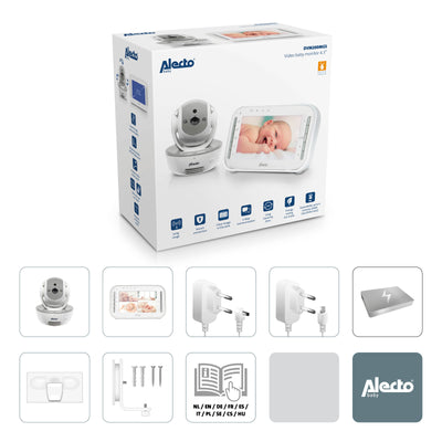 Alecto DVM200MGS - Babyphone mit Kamera und 4,3"-Farbdisplay, Weiß/Grau