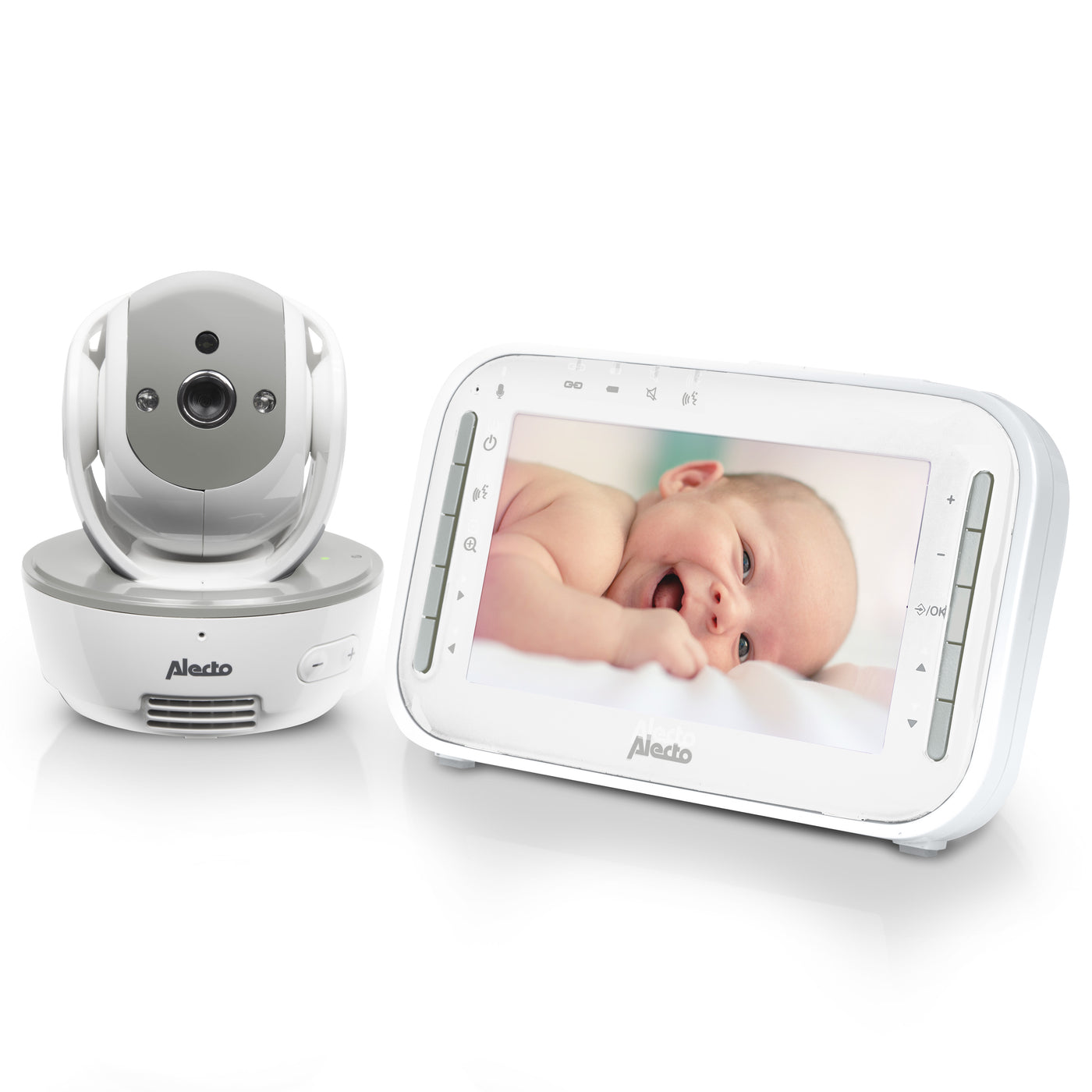 Alecto DVM200MGS - Babyphone mit Kamera und 4,3"-Farbdisplay, Weiß/Grau